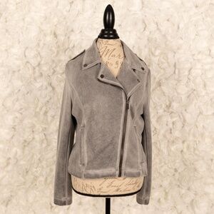 Bagatelle faux suede biker jacket, gray, Size ?Large